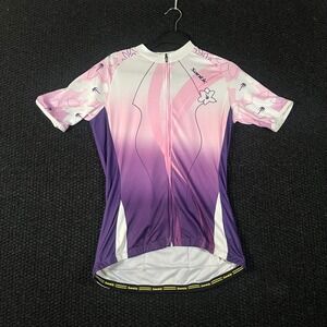 Santic Womens Cycling Jersey Medium Purple Pink Floral Full Zip Short Sleeve